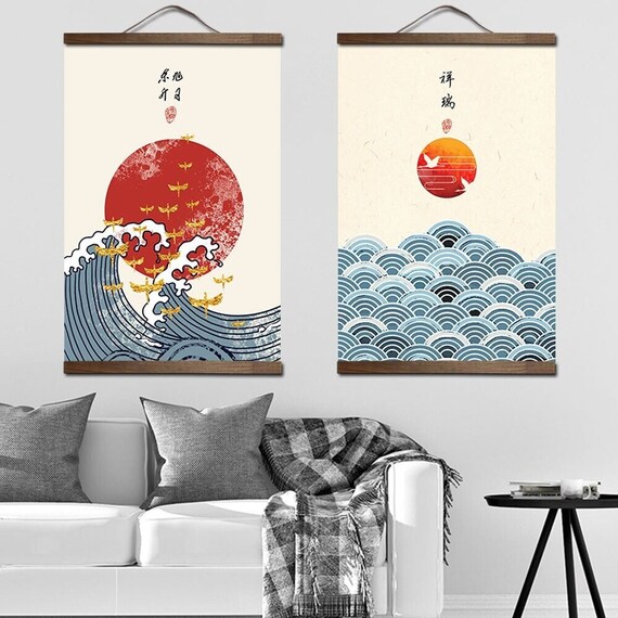 Japanese Art Scroll Wall Decoration Ukiyoe With Frame Etsy