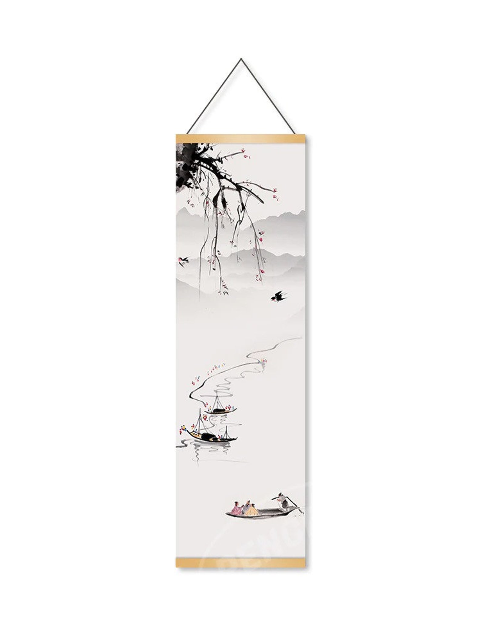 Japanese Wall Art Scroll Ukiyoe Plum Blossom Landscape Poster Etsy Canada