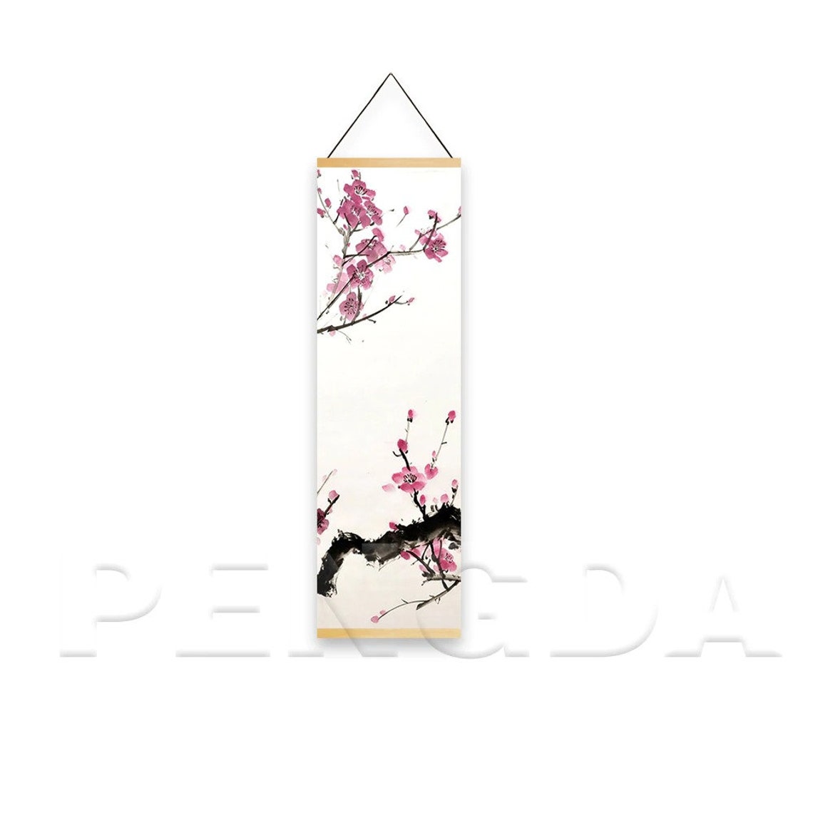 Japanese Wall Art Scroll Ukiyoe Plum Blossom Landscape Poster Etsy