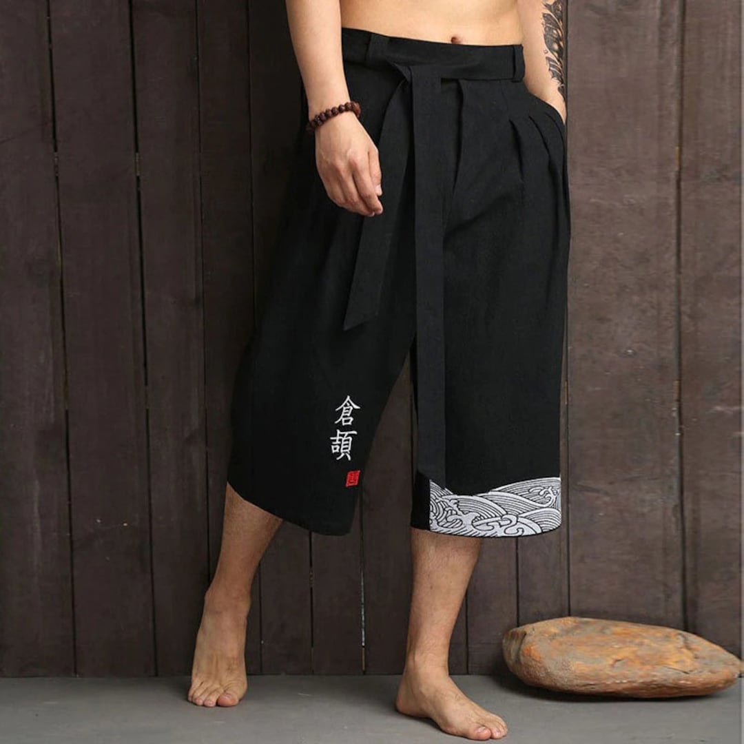 Japanese Kimono Traditional Pants Men Asian Clothing Bath Pant Casual