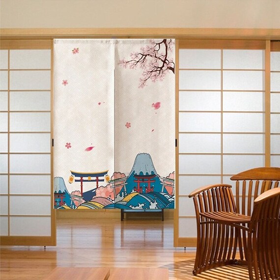 Japanese Doorway Curtain Split Noren Printed Hanging Curtains Etsy