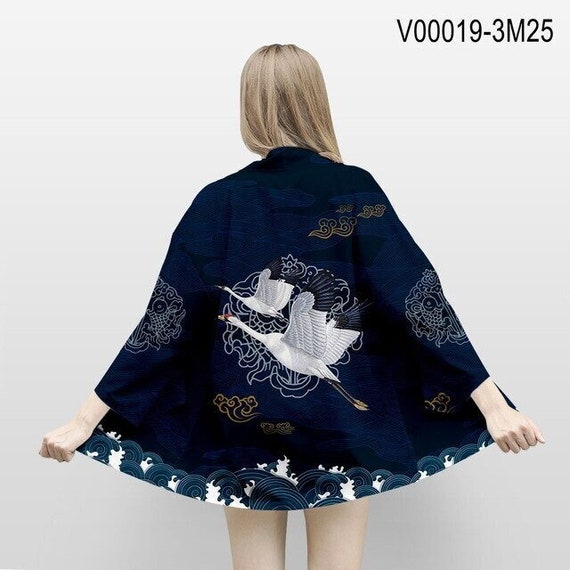 Samurai Crane Japanese Style Kimono 