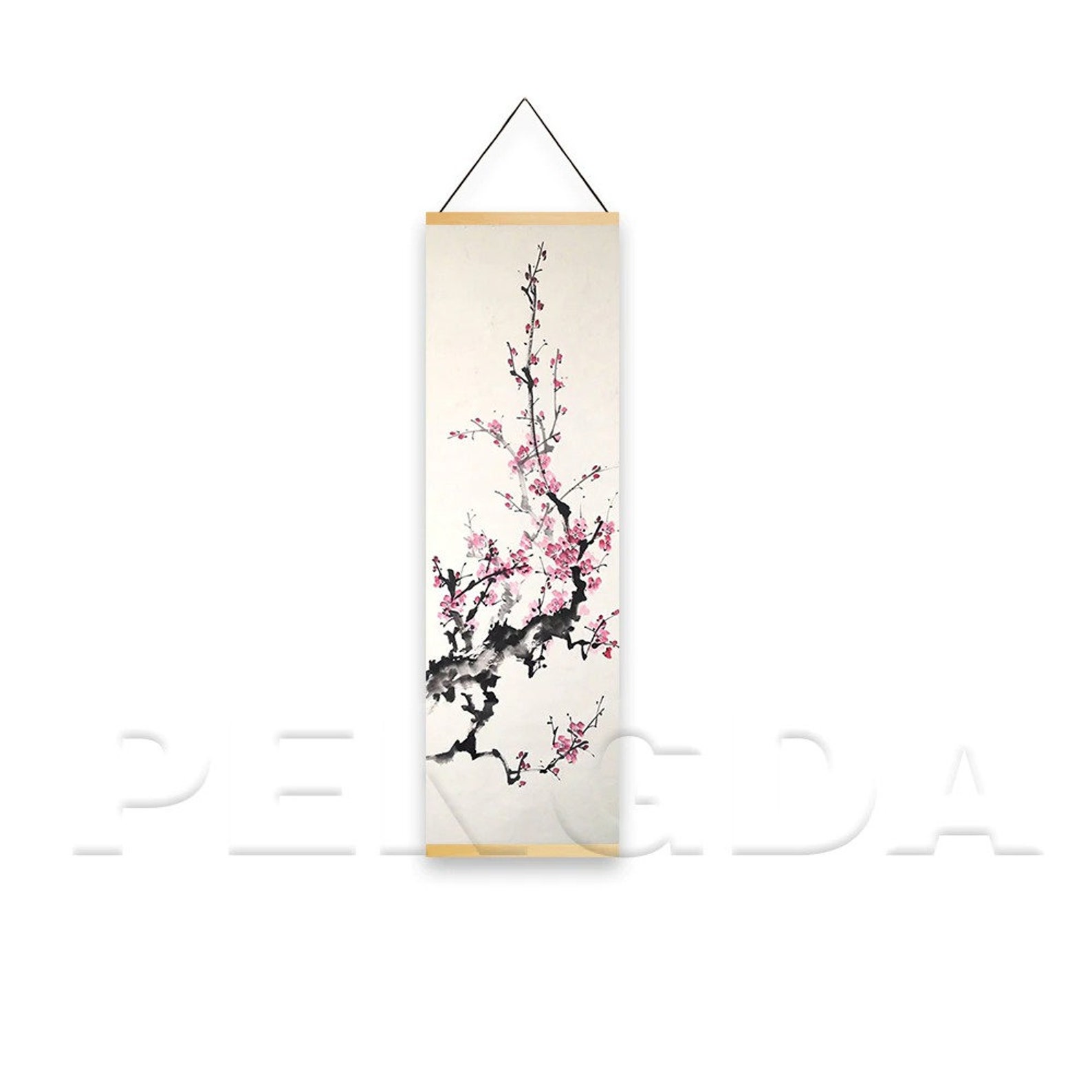 Japanese Wall Art Scroll Ukiyoe Plum Blossom Landscape Poster Etsy