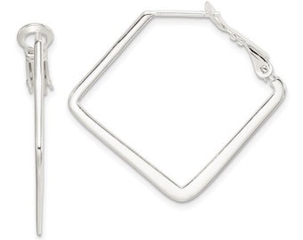 Silver Square Hoop Earrings