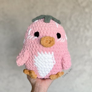 Berrdie the Chonky Strawberry Bird Crochet Pattern | Amigurumi | Chonky Plushie | Handmade DIY Crochet Instructions | Chunky Yarn Pattern