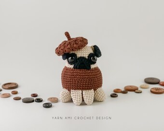 Philibert the Acorn Pug | Amigurumi Crochet Pattern | Instant PDF Download | Pug Amigurumi | Pug Plushie | Handmade Toy | Handmade plush