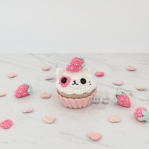Sugarbell the Cat Cupcake | Amigurumi Crochet Pattern | Instant PDF Download | Valentines Day | Kawaii Amigurumi | Handmade Plushie
