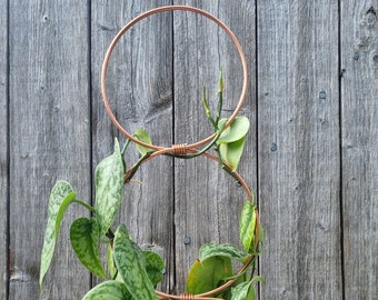 Large handmade copper coloured plant trellis - Arch, heart, circle & zig zags - Perfect for larger houseplants such as monstera or hoya