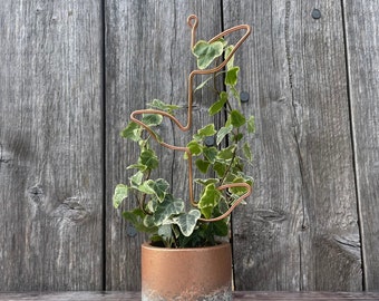 Small handmade copper / black / silver plant trellis / stand - Leaf, spiral, arch, cactus, vine, heart & circle - Perfect for houseplants