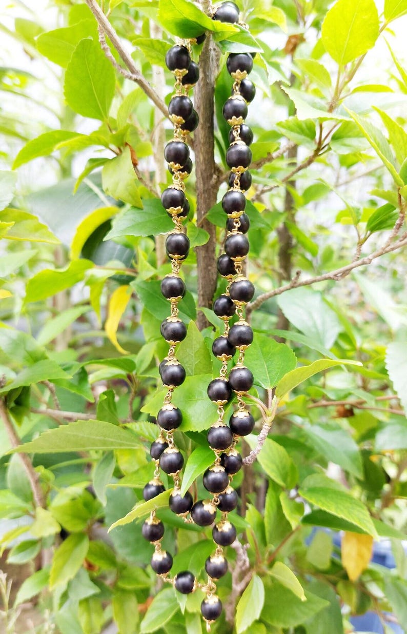 Shaligram Mala | Brass Wire Wrapped Prayer 55+1 Beads Necklace image 3