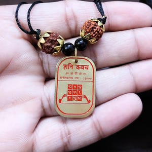 Shani Kavach Pendant with 5 Mukhi Rudraksha | Handmade Spiritual Necklace