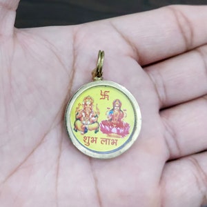 Laxmi Ganesh Pendant Lakshmi Ganesh Pendant Chakra For Success 100% Brass Metal Multi Color Energized