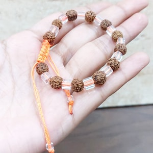 5 Mukhi Rudraksha 5 Face Rudraksha Stretchable Wrist Bracelet