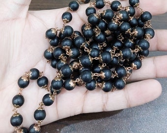 Shaligram Mala | 108+1 Prayer Beads Necklace | Copper Wire Wrapped