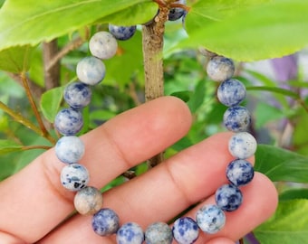 8mm Sodalite Bracelet | Stretchable Natural Blue Stone Bracelet