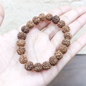5 Mukhi Rudraksha 5 Face Rudraksha Stretchable Wrist Bracelet