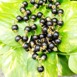 Shaligram Mala | Brass Wire Wrapped Prayer 55+1 Beads Necklace image 4