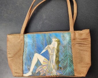 Vintage Handbag with Art Print "Return to Nature" by Ting Shao Kuang