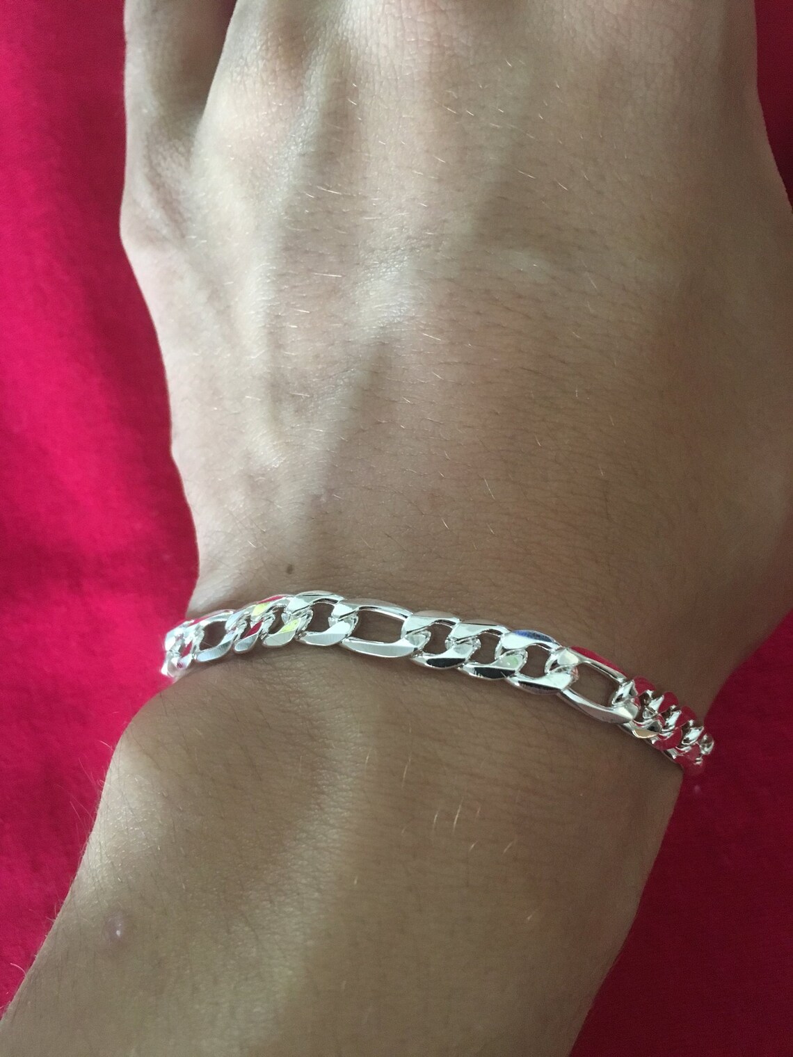 Figaro Bracelet Silver Figaro Bracelet Mens Stainless Etsy