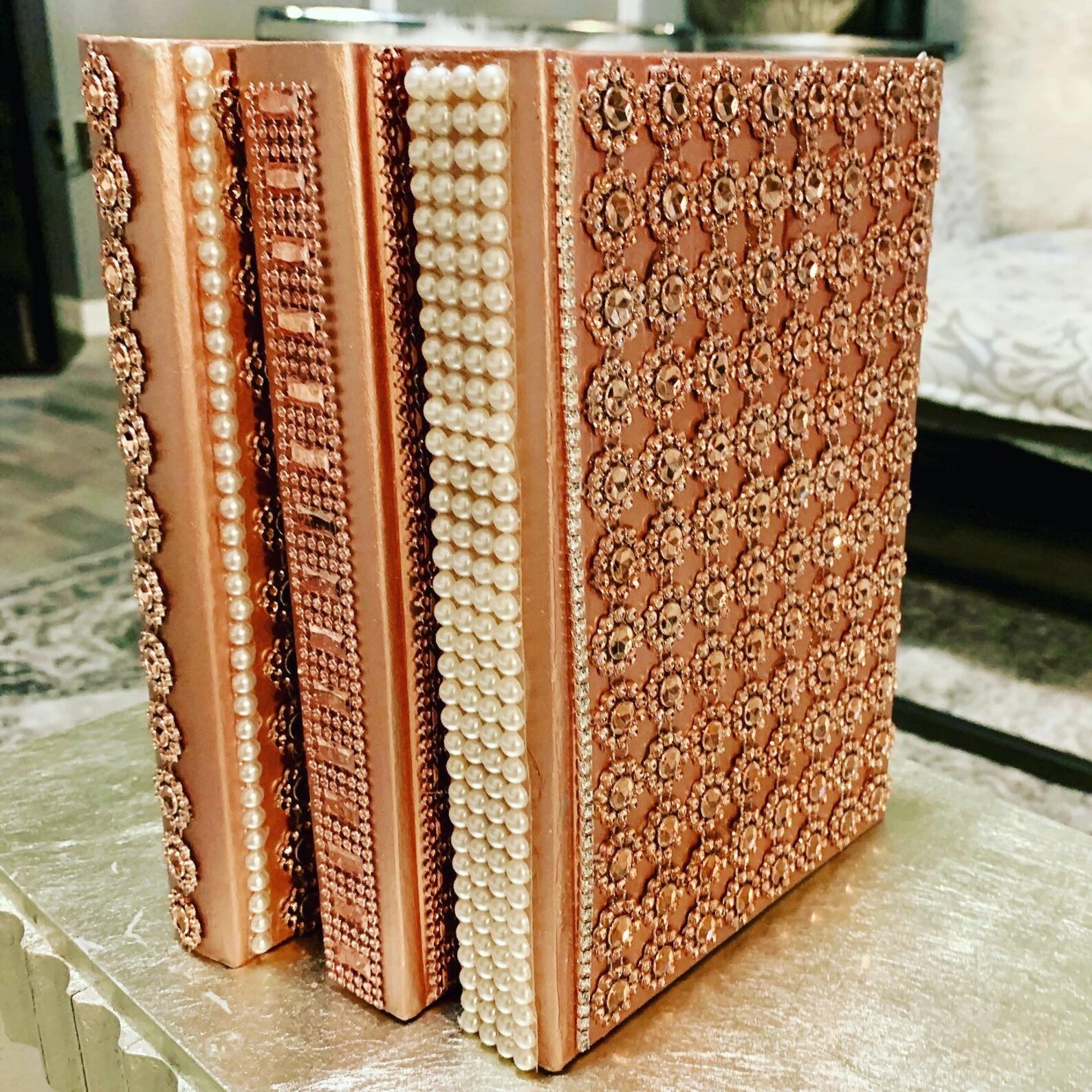 Rose GOLD 3 pièces Glam Decorative Book Set Etsy