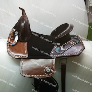 New Western Leather Treeless  Saddle With FREE MATCHING SET.