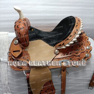 New Best Quality Western Leather Barrel Saddle With Free Matching Set And Back Cinch.
