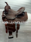 Premium Quality Western Leather Barrel Rough Out Saddle With Free Matching Headstall, Breast Collar, Front and Back Cinches.. product logo