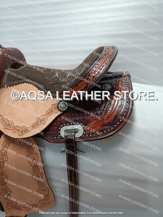 Selle Western Vintage Eamor Canada - Cuir Marron - Taille 15,5" - Très Bon État
