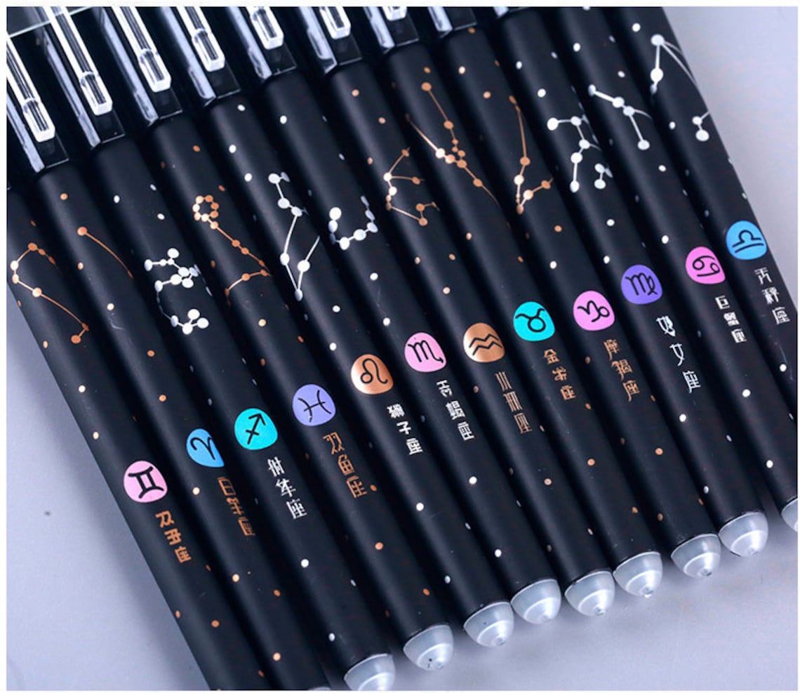 Zodiac Signs Erasable Pens Astrology Stationaryfriction Etsy UK