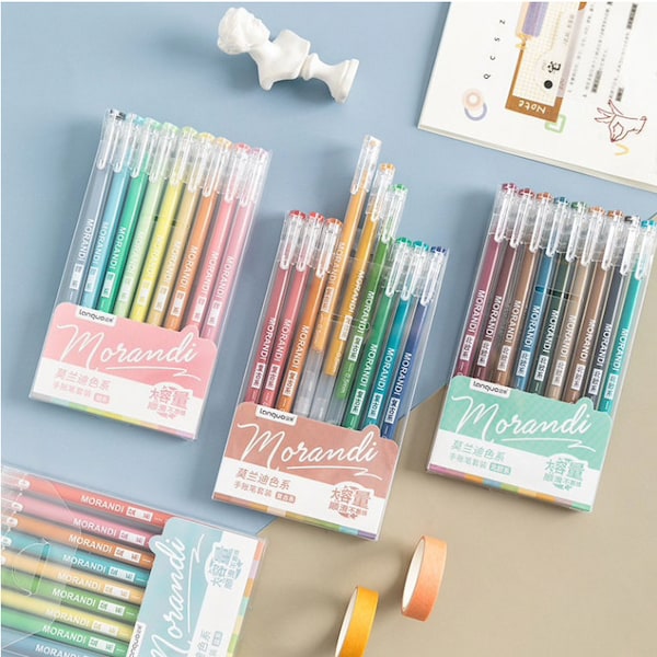 Multi Color Gel Ink Stifte || Marker Liner 0,5 mm Kugelschreiber Vintage Schreibwaren Geschenk Büro Schule 9 Stück Morandi Grau Stifte Set