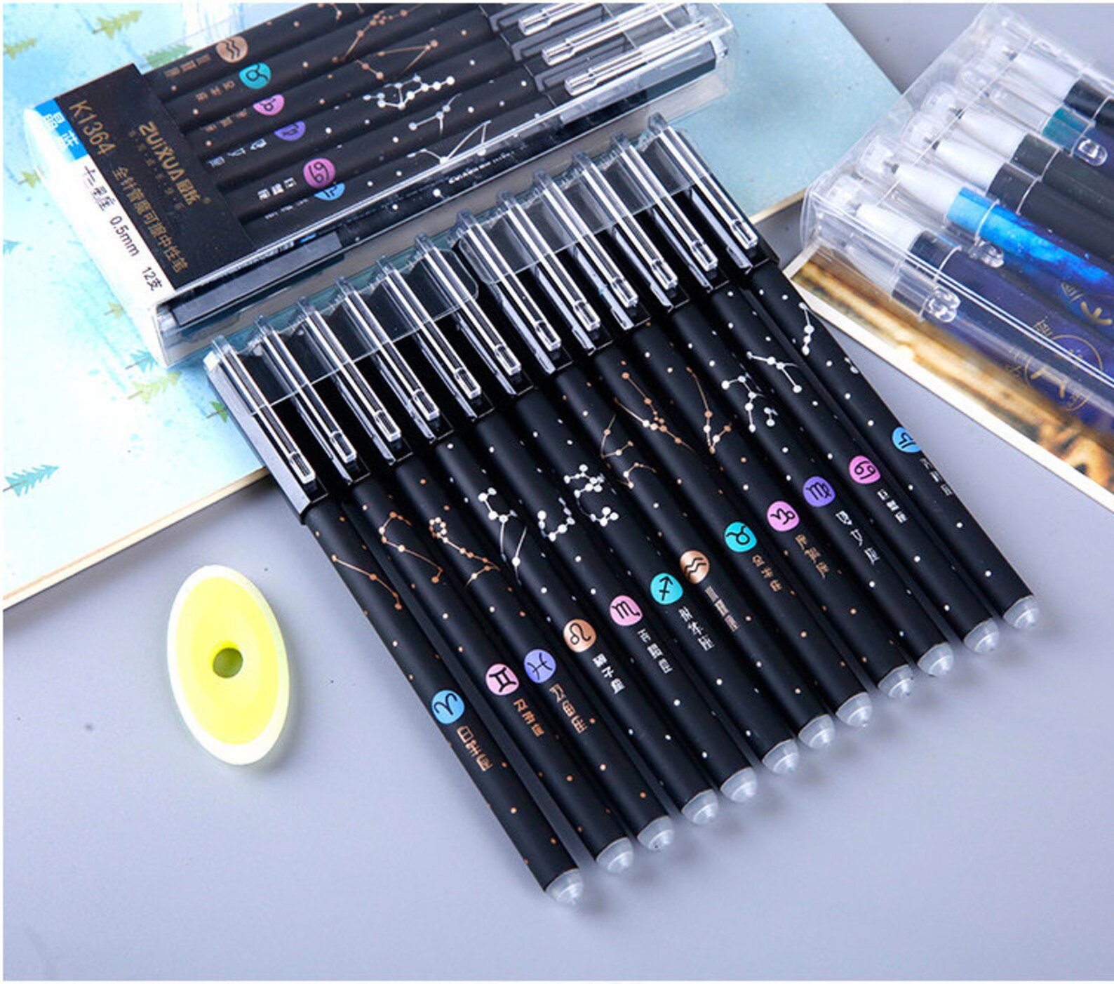Zodiac Signs Erasable Pens Astrology Stationaryfriction Etsy UK