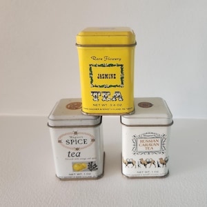 Vintage John Wagner & Sons Tea Tins -- Set Of 3 Kitchen Tea Tins -- Country Farmhouse English Decor -- Miniature Storage Metal Tins