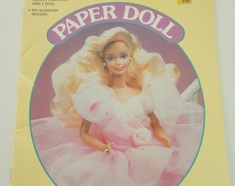 Barbie Paper Doll Book -- 1991 Vintage Mattel Barbie Doll Paper Clothes -- Dolly Barbie Doll Accessories -- Barbie Craft Activity