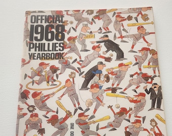 Official 1968 Phillies Yearbook Program Guide With Original Baseball Ticket Stub Baseball Game -- Vintage Philadelphia Phillies Memorabilia