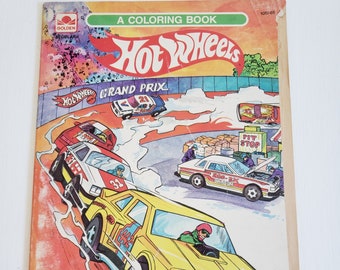 80s illustrated books Vintage Hot Wheels Coloring Book. 1980s Vintage Children's Book, Coloring Cratfs Activites, Collectible Hot Wheels Book. Kids Coloring Books