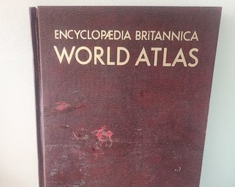 Encyclopaedia Britannica World Atlas Unabridged -- 1964 Geography World Atlas -- Global Geography Book Of Maps -- Vintage Maps