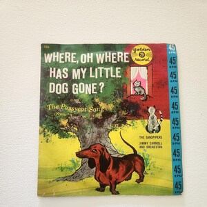 Where Oh Where Has My Little Dog Gone & The Pussycat -- 1960 Vintage Peter Pan More Playing Time Children&#39;s Records  -- 45 Vinyl Records