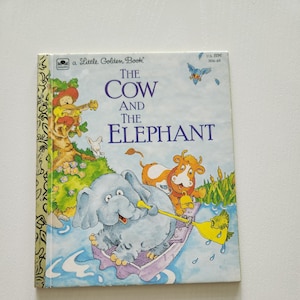 The Cow And The Elephant by Claude Clayton { 1983 } Vintage Children&#39;s Little Golden Book -- Picture Book -- Animal Stories -- Youth Fiction