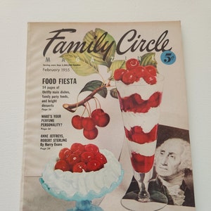 Vintage Family Circle February 1955 Magazine Subscription -- Vintage Retro Magazine Covers -- Food Photography -- Advertising Ads Ephemera