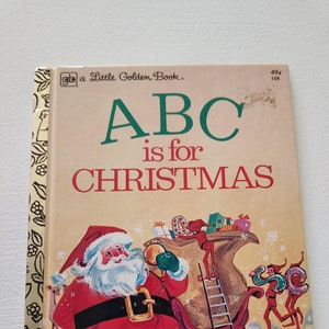 ABC Is For Christmas by Jane Werner Watson -- 1977 Vintage Children&#39;s Little Golden Book -- Christmas Picture Books -- Bedtime Stories