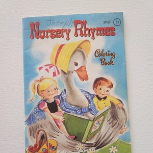 Nursery Rhymes Coloring Book -- 1963 Vintage Children&#39;s Coloring Book -- Fairy Tale Coloring Images -- Children Crafts And Hobbies