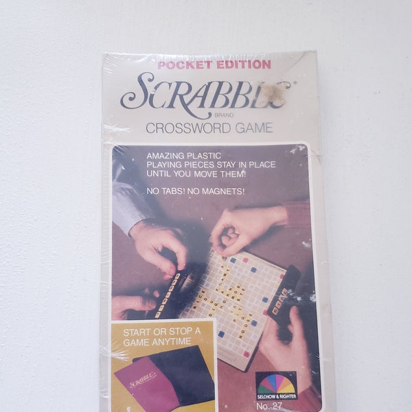 Pocket Scrabble Crossword Game by Selchow & Righter Company -- Vintage Travel Scrabble -- Pocket Word Games -- Multi-Player Games