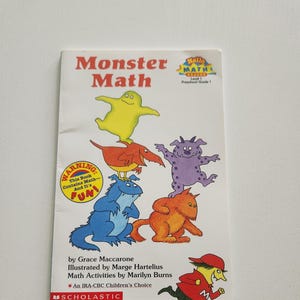 Monster Math by Grace Maccarone { 1995 } Vintage Children&#39;s Counting Activity Book -- Picture Books -- Educational Books Counting Literature