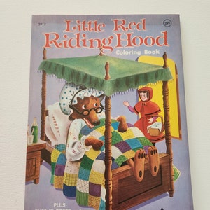 Vintage Little Red Riding Hood Coloring Book -- 1964 Vintage Children&#39;s Fairy Tale Coloring Book -- Children&#39;s Crafts And Hobbies