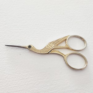 Bird Scissors. Embroidery Shears. Gold Stork Scissors. Crane/heron  Scissors. Fine Point/tip Blade. Sewing Kit. Antique Inspired. Travel Size 