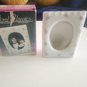 Vintage Porcelain Floral Square Photo Frame Floral Classics Porcelain Giftware -- Gifts For Women - No Glass Frame - Table Top Picture Frame