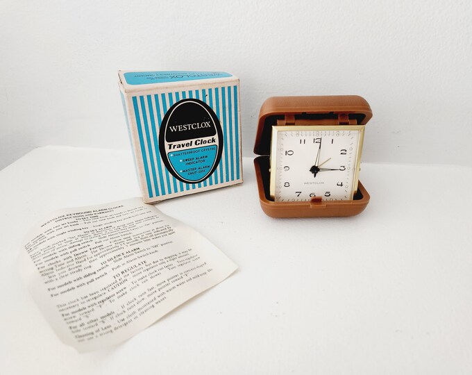 Vintage Travel Clock. Westclox Travel Folding Clock, Desk Table Top
