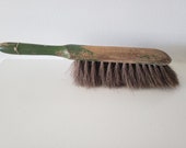 Antique Green Handle Dust Brush. Whisk Broom Brush. Retro Green Handle, Vintage Dust Brush, Hand Held Brush Wall Display Utility Brush.