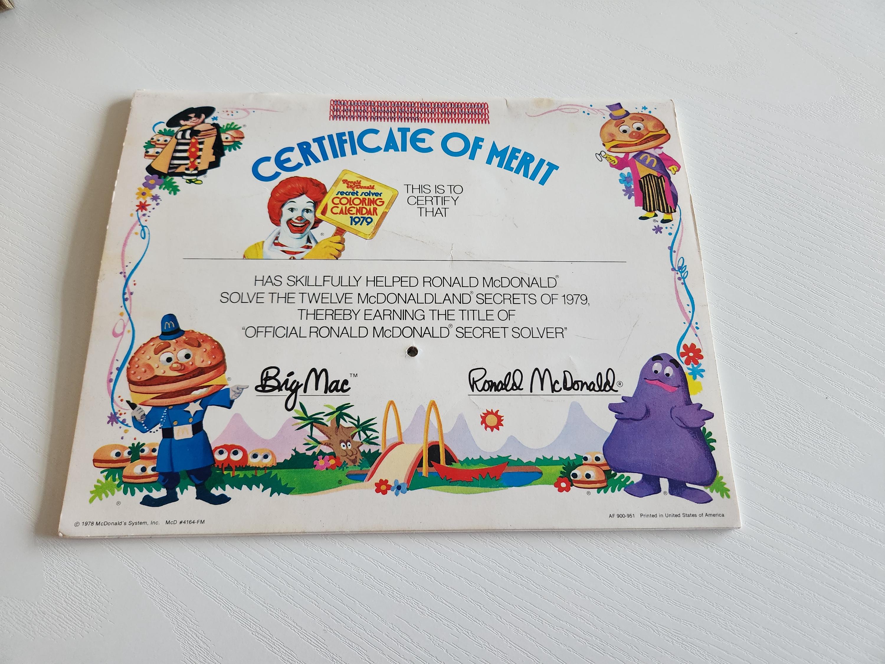 Vintage 1979 Ronald Mcdonald Coloring Calendar – Secret Solver