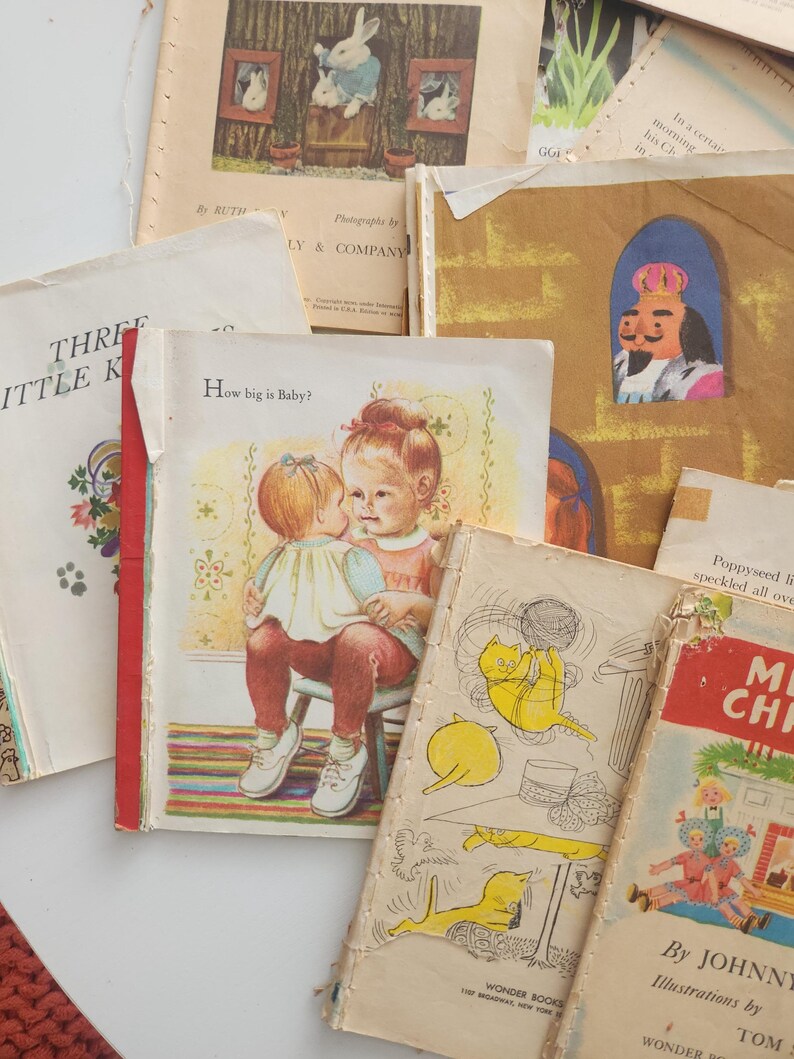 Vintage Paper Ephemera Pack Mixed Children Book Pages -- Salvaged Books ...